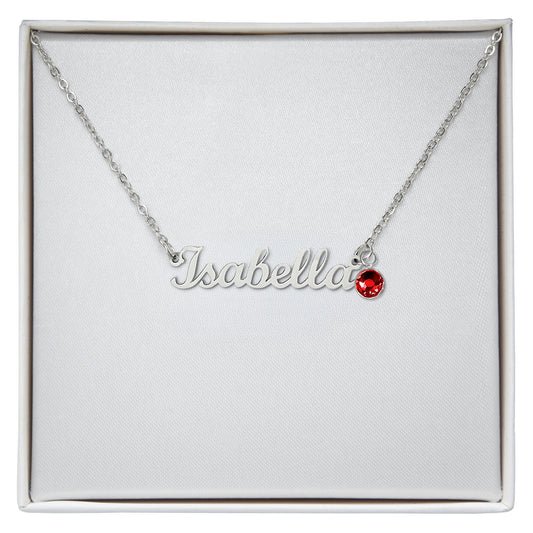 Custom Name Necklace with Birthstone – Personalized Cursive Pendant