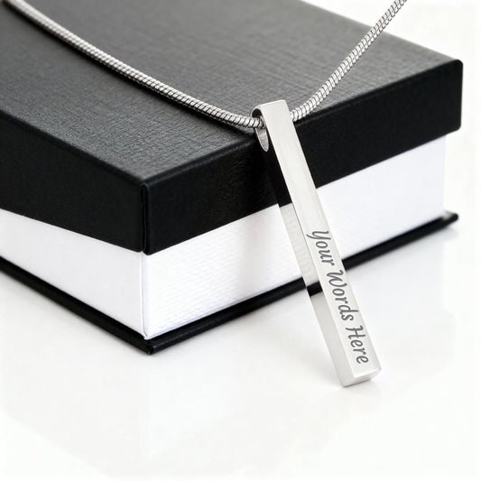 Custom Engraved 4-Sided Stick Necklace – Personalized Bar Pendant