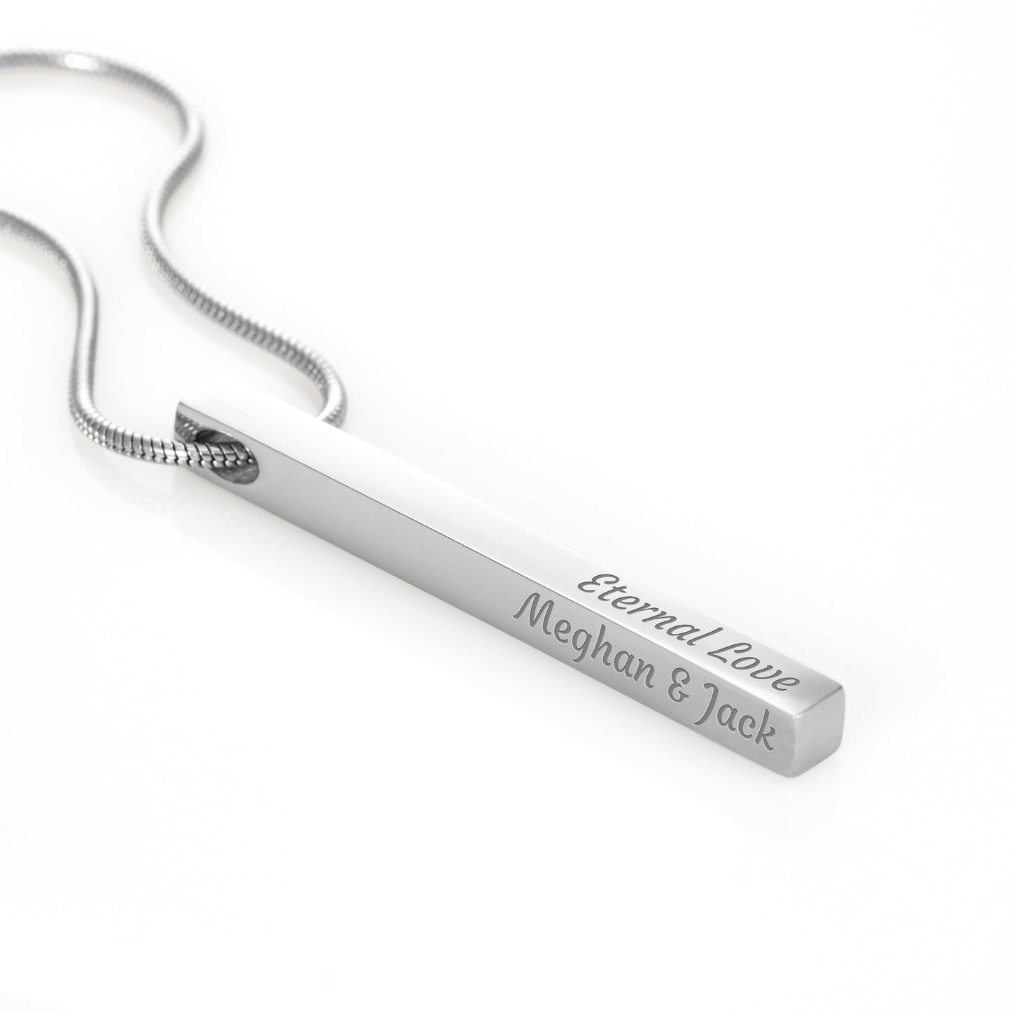 Custom Engraved 4-Sided Stick Necklace – Personalized Bar Pendant