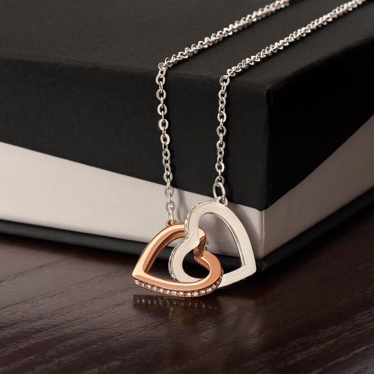 Interlocking Hearts Necklace – CZ Crystal Pendant Gift for Her