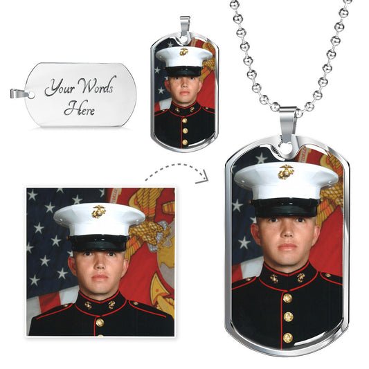 Custom Photo Engraved Dog Tag Necklace – Personalized Pendant